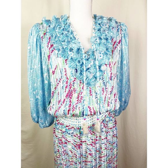 Vintage NWOT Diane Freis Multi Color 1980's Floral Boho One Size Dress - Picture 6 of 12